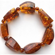 Real Natural Baltic Amber faceted stone cognac beads bracelet