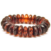 Cherry faceted elastic Baltic amber bracelet -AB2364