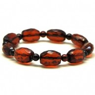 Faceted barrel shape Baltic amber bracelet-AB2155